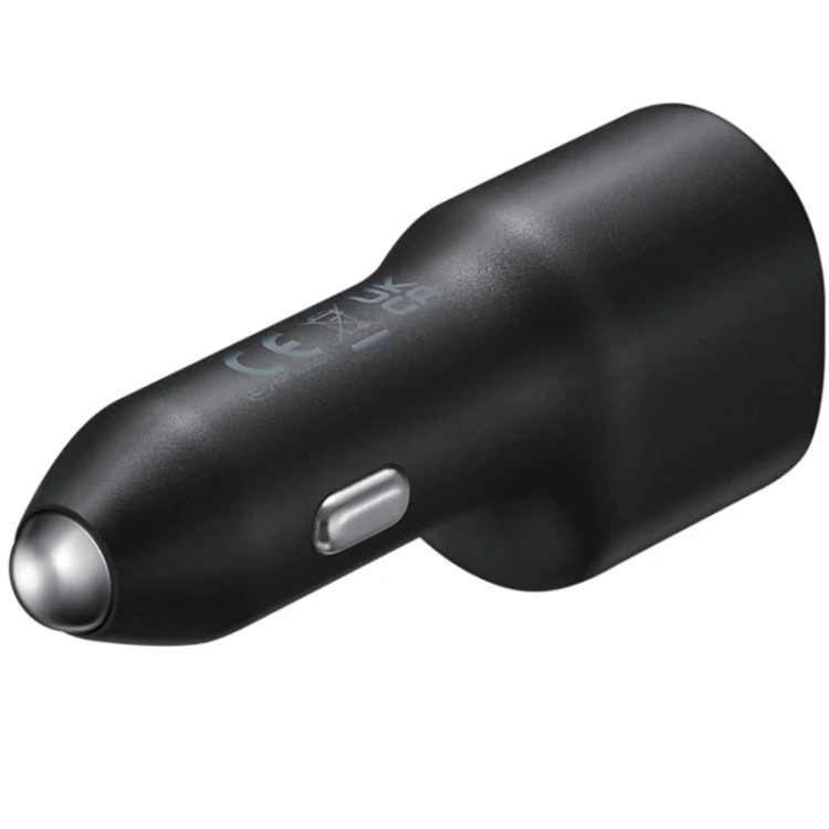 شارژر فندکی 2 پورت 25 وات سامسونگ مدل DUO، اتصال فندکی خودرو، درگاههای خروجی USB-C، دارای قابلیت شارژ تبلت و شارژ سریع موبایل