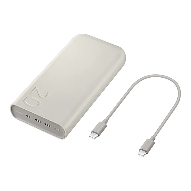 پاوربانک 45 وات 3 پورت سامسونگ مدل Battery Pack EB-P4520 ظرفیت 20000 میلی‌آمپرساعت، دارای قابلیت شارژ سریع، شارژ هم‌زمان 3 دستگاه و نشانگر LED